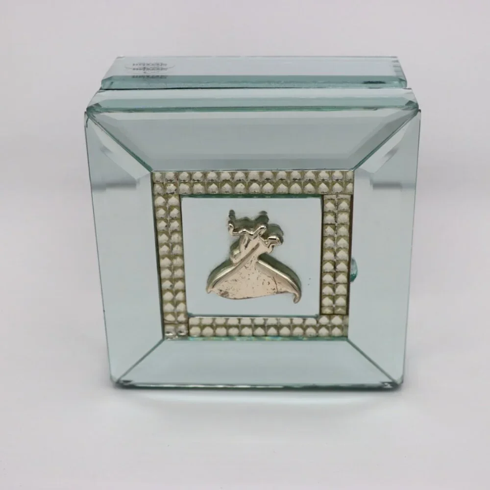 Sheridan jewelry box, delicate mirror glass decorative box with dancing figures